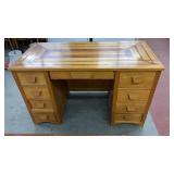 Oak desk w/parquet top 50"x24"