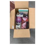 Box lot of glass ware and candle holders