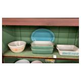 Shelf lot of Pyrex