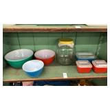 Shelf lot of Pyrex