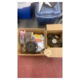 2 box lots of wire wheels and sand paper etc