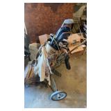 Golf cart, bag, clubs