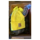 Box lot of socks , carhart hats etc