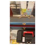 Metal tool box with chisels