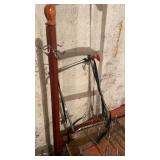 Wooden coat rack and ladder holder