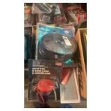 Tray lot of back up alarm, spot mirror, and