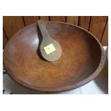 Wooden butter bowl and paddle large