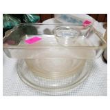 3 glass bake pie pans & custard & casserole