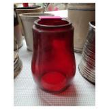 Red railroad lantern globe 6 5/8 tall 2-3/4 top,