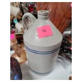Blue striped crock jug