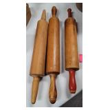 3 wooden rolling pins