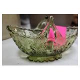 Green glass basket small