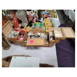 Vintage sewing box chocked full needles thread