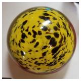 Yellow swirl paper weight