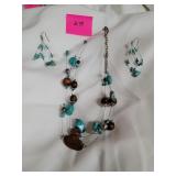 Turquoise necklace and earrings