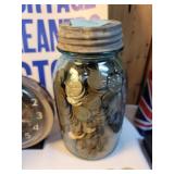 Quart jar of wheat pennies unchecked