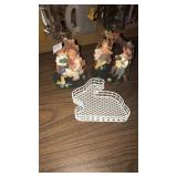 Figurines w/rabbit basket