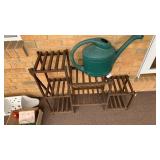 Wooden plant holder and watering