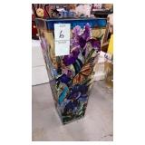 10" hand painted irises & butterfly vase