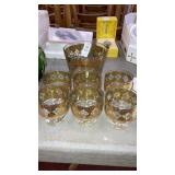 Mid century ice bucket & rocks glasses gold decor