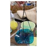 Aqua MCM Art glass hanging planter