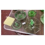 Green depression glass lot 4 pcs