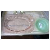 Jadite saucer, pink depression plate