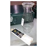 Oil lamp wicks, glass hurricane