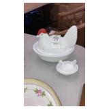 2 Westmoreland glass Hen on nest covered dishes