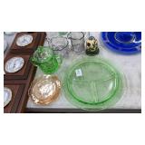 Green depression glass lot Jim Shore egg 6 pcs