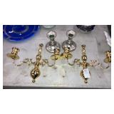 Pair royal Holland pewter candleholders, or brass