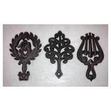 3 H Burns miniature cast trivets 4-1/2"