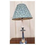 Blue lamp with blue floral shade
