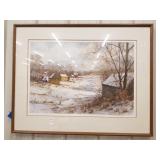 R. Clemenson Large framed winter scene print
