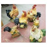 Box lot of 6 decorative roosters
