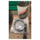 Oil filter wrench and Vintage Motocraft can