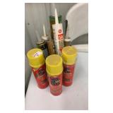 3 cans of Spray insulation, bucket of assorted