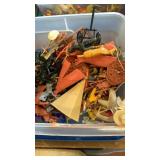 Plastic tub with cowboys and Indians play set