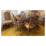 Dining room table & 6 chairs-cane back 2 arm