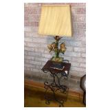 Mid- century metal stand & metal lamp