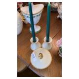 Lenox candleholders & covered jar USA