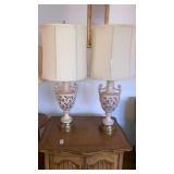 Pair of porcelain urn lamps