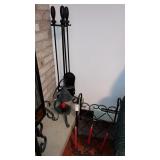 Wrought iron magazine stand, candelabra, holder &