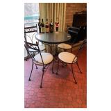 Wrought iron patio bistro table & 4 chairs