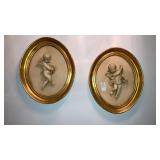 cherub putti relief chalkware wall art