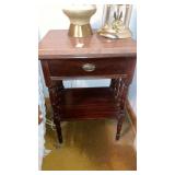 Mahogany marble top stand, clock