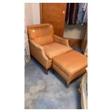 Upholstered chair w/ ottoman