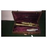 Vintage brass trumpet in case - no , mop buttons