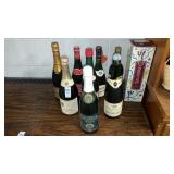 Champagne & wine lot mostly sealed 9 bottles