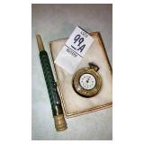 Swiss made pendant watch, vintage pen